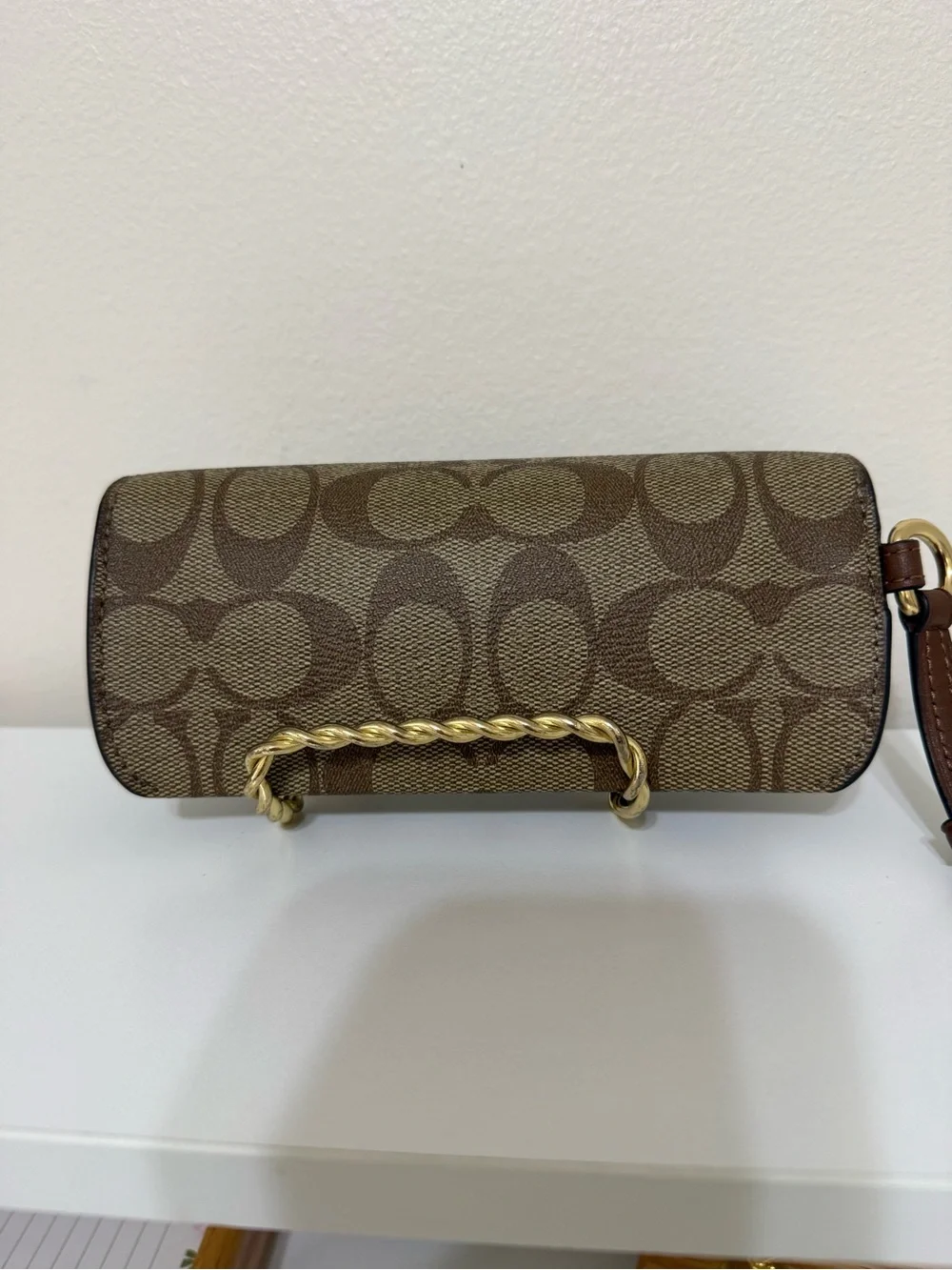 Coach Signature Canvas Turnlock Eye/Sun glass Case In Brown